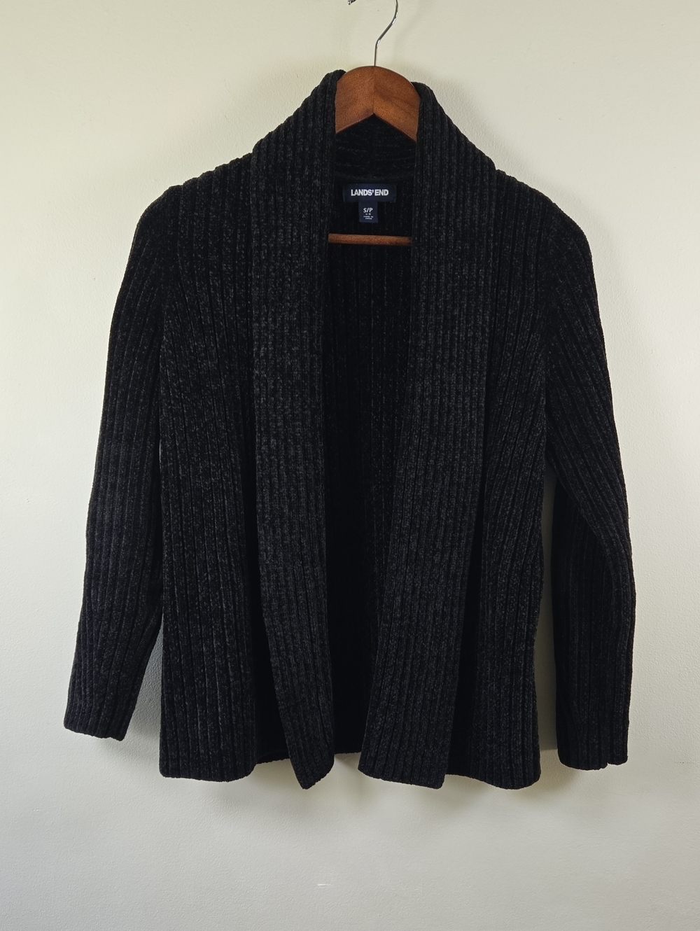 Lands' End Ribbed Cardigan in Black Size Small Like New